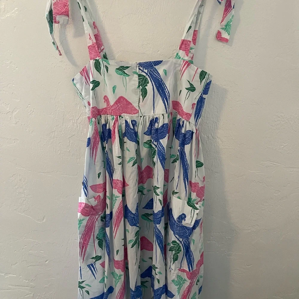 OLIPHANT Tie Strap Macaw Pocket Midi Dress size Small - Picture 12 of 13